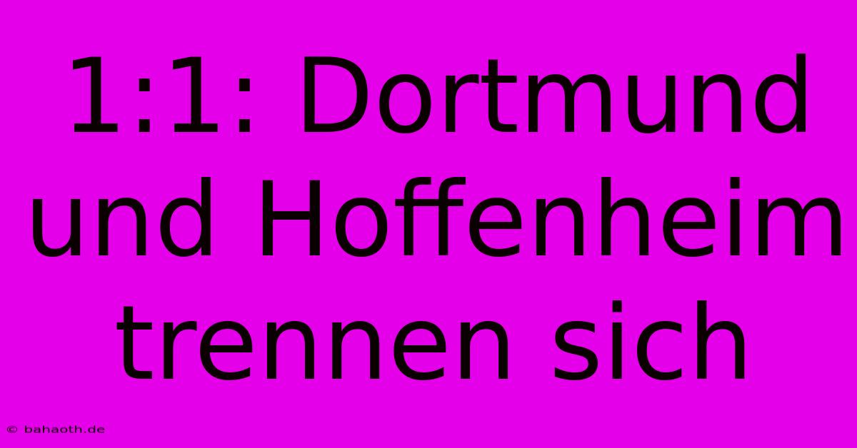 1:1: Dortmund Und Hoffenheim Trennen Sich