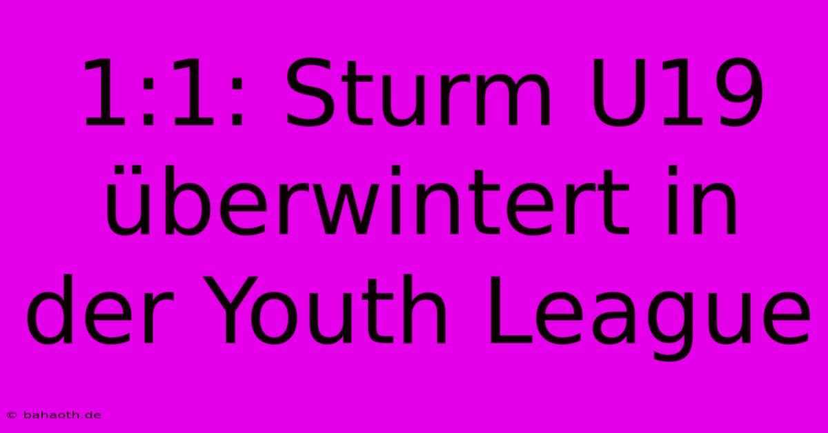 1:1: Sturm U19 Überwintert In Der Youth League