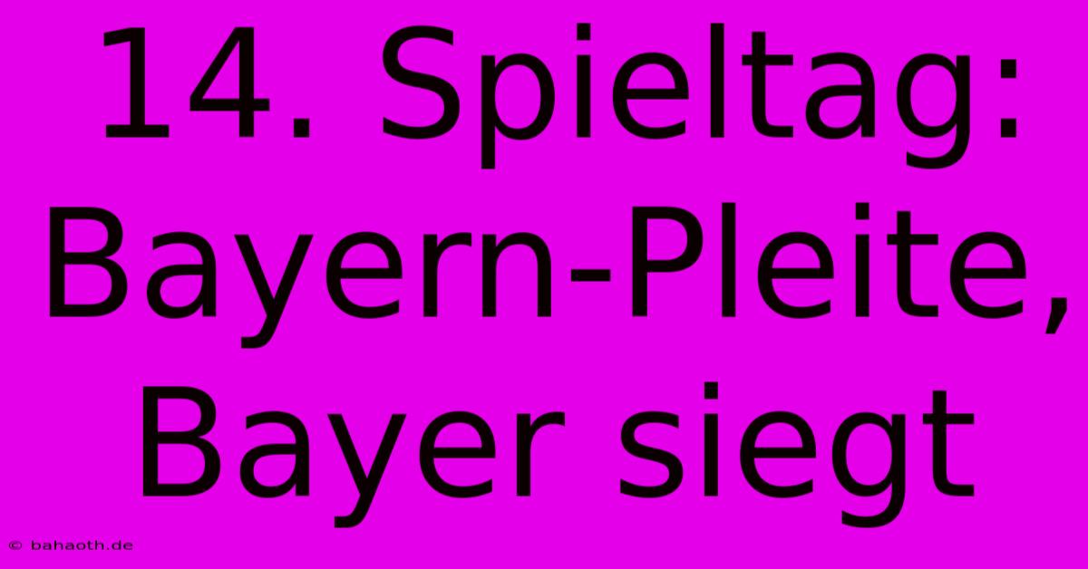 14. Spieltag: Bayern-Pleite, Bayer Siegt