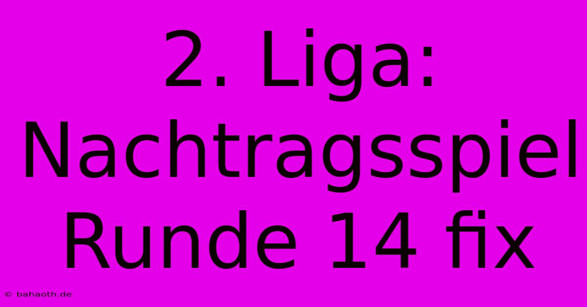 2. Liga: Nachtragsspiel Runde 14 Fix