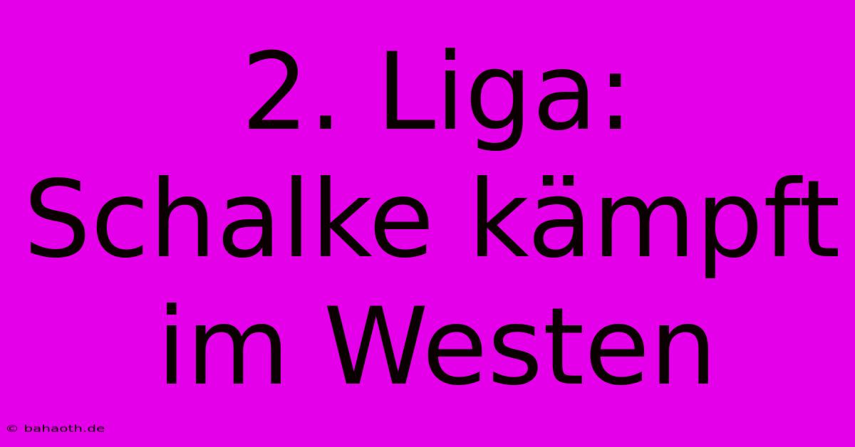 2. Liga:  Schalke Kämpft Im Westen