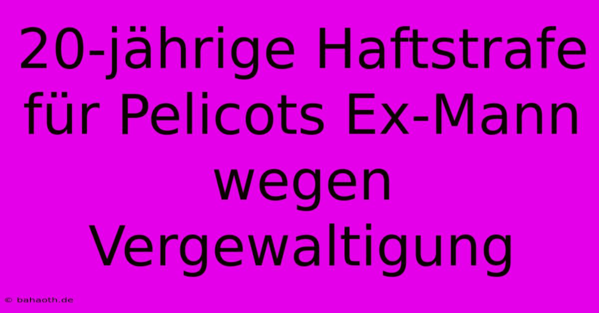 20-jährige Haftstrafe Für Pelicots Ex-Mann Wegen Vergewaltigung