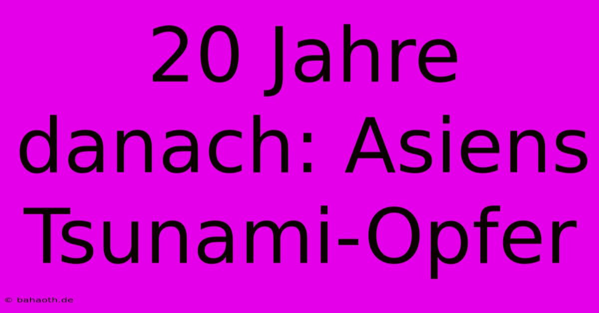 20 Jahre Danach: Asiens Tsunami-Opfer