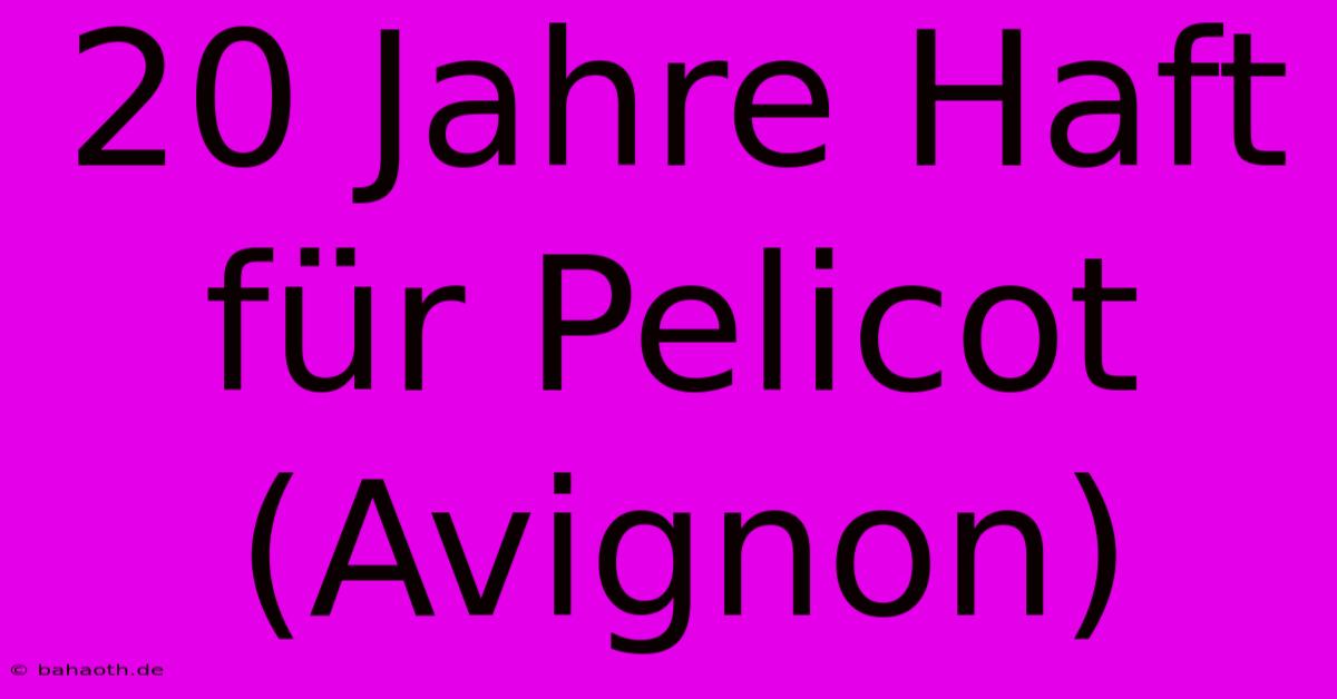 20 Jahre Haft Für Pelicot (Avignon)