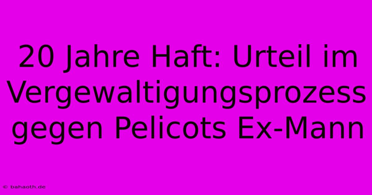 20 Jahre Haft: Urteil Im Vergewaltigungsprozess Gegen Pelicots Ex-Mann