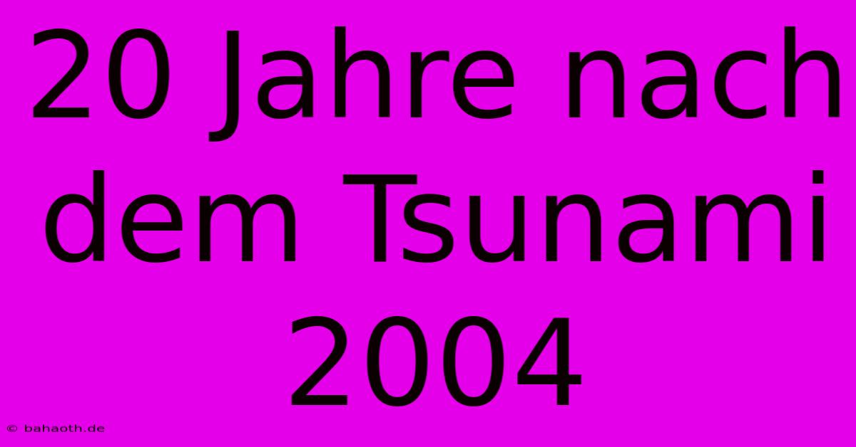 20 Jahre Nach Dem Tsunami 2004