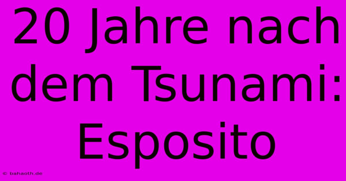 20 Jahre Nach Dem Tsunami:  Esposito