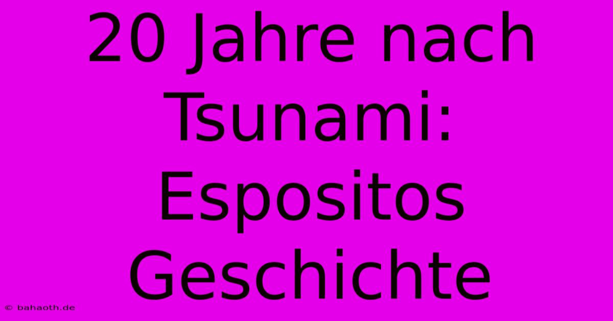 20 Jahre Nach Tsunami: Espositos Geschichte