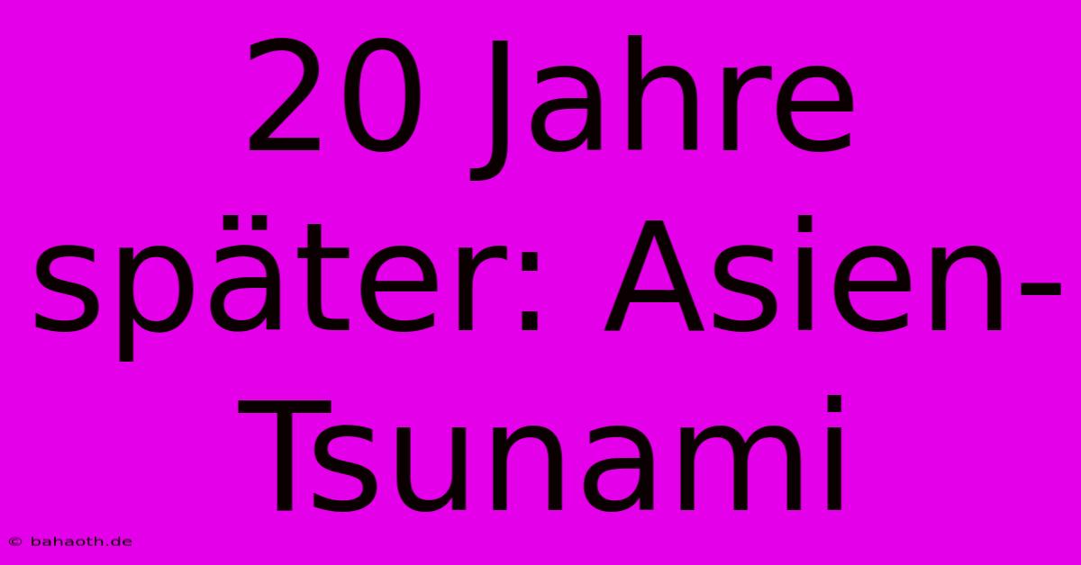 20 Jahre Später: Asien-Tsunami