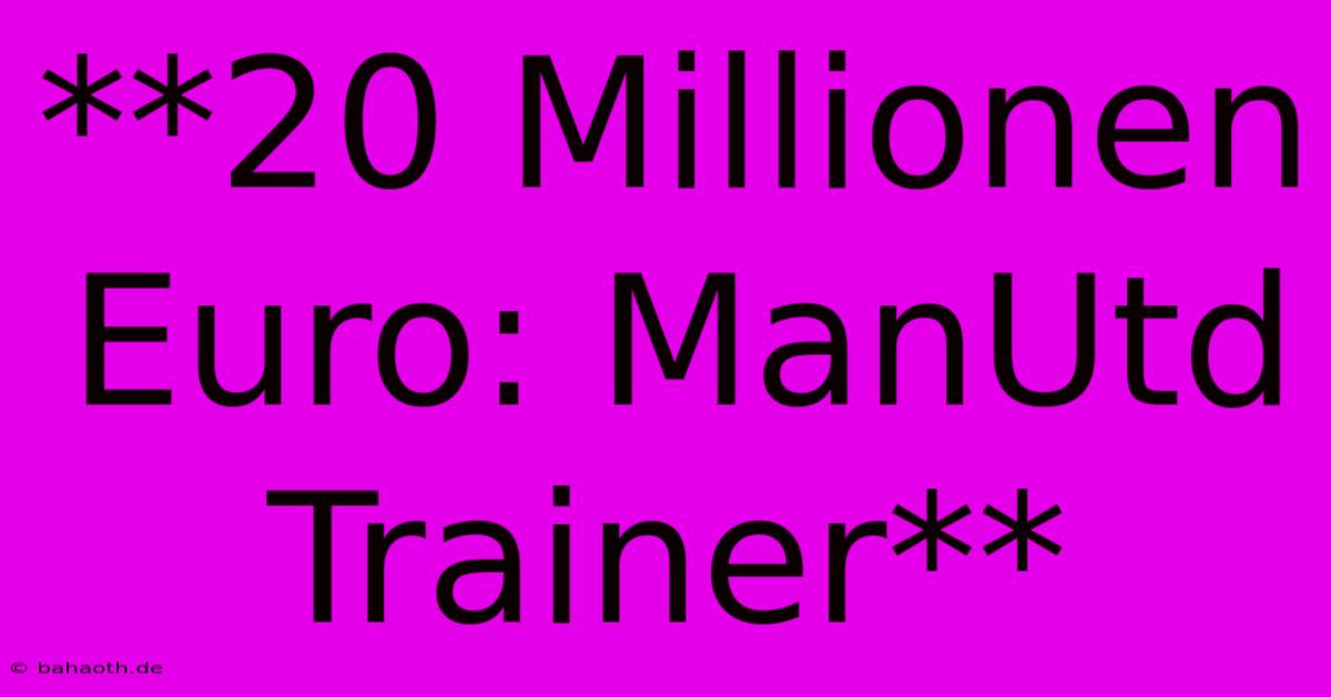 **20 Millionen Euro: ManUtd Trainer**