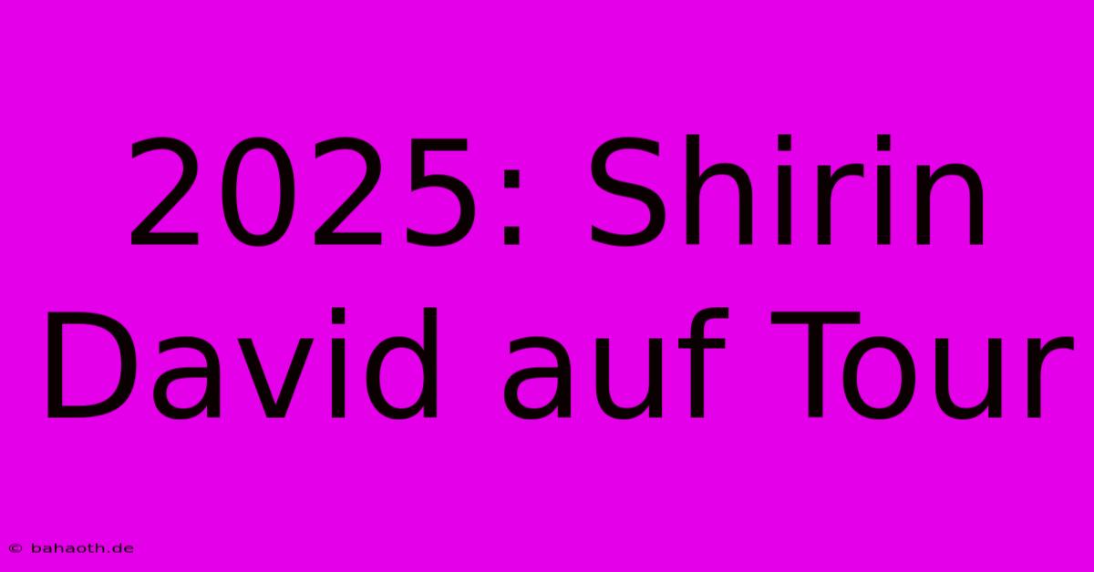 2025: Shirin David Auf Tour