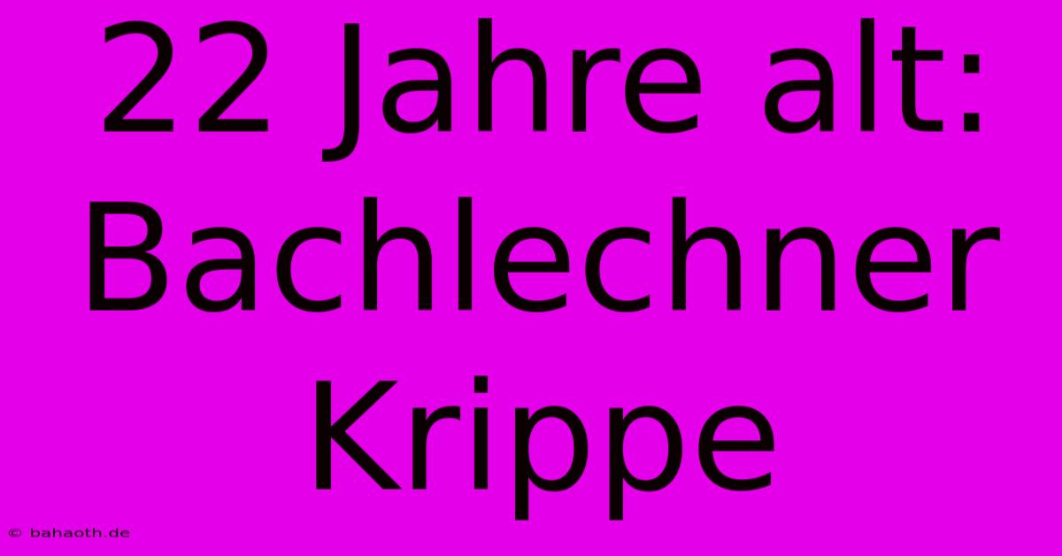 22 Jahre Alt: Bachlechner Krippe