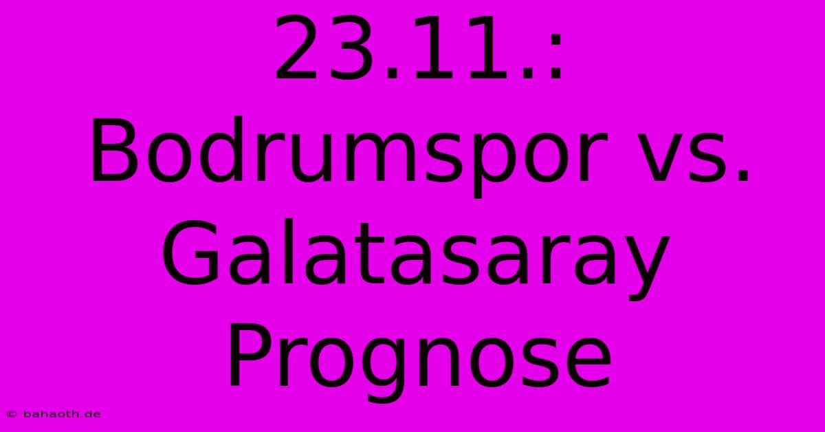 23.11.: Bodrumspor Vs. Galatasaray Prognose