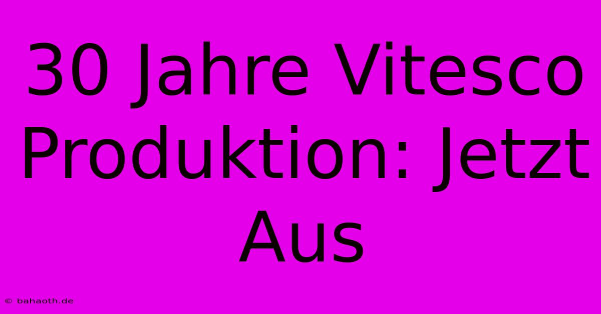 30 Jahre Vitesco Produktion: Jetzt Aus