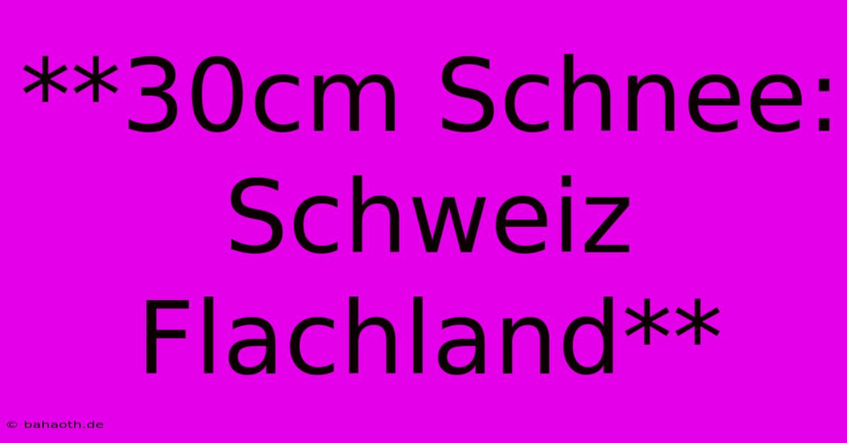 **30cm Schnee:  Schweiz Flachland**