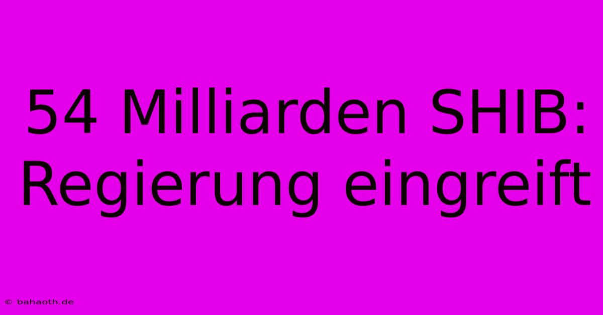 54 Milliarden SHIB: Regierung Eingreift