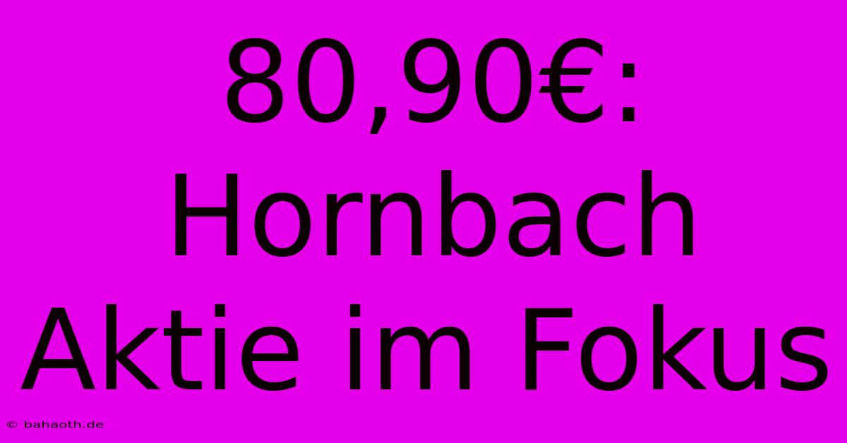 80,90€: Hornbach Aktie Im Fokus