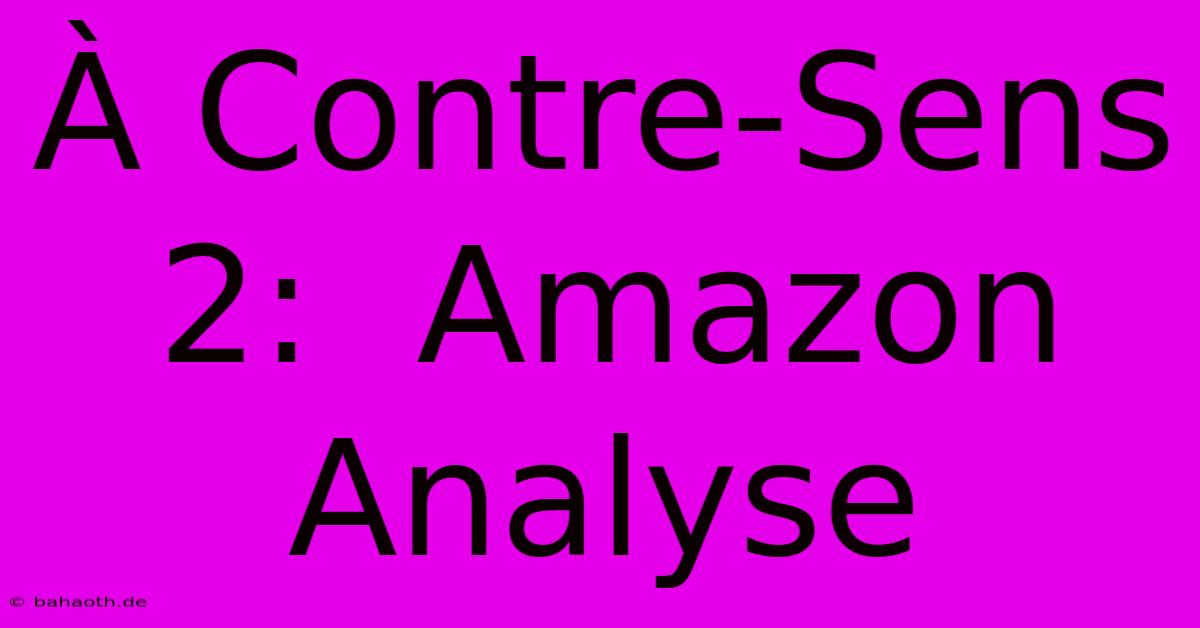 À Contre-Sens 2:  Amazon Analyse