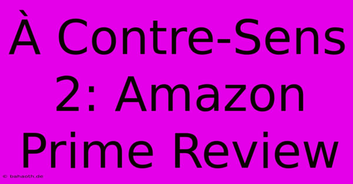 À Contre-Sens 2: Amazon Prime Review