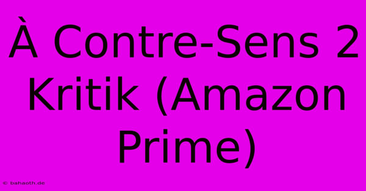 À Contre-Sens 2 Kritik (Amazon Prime)