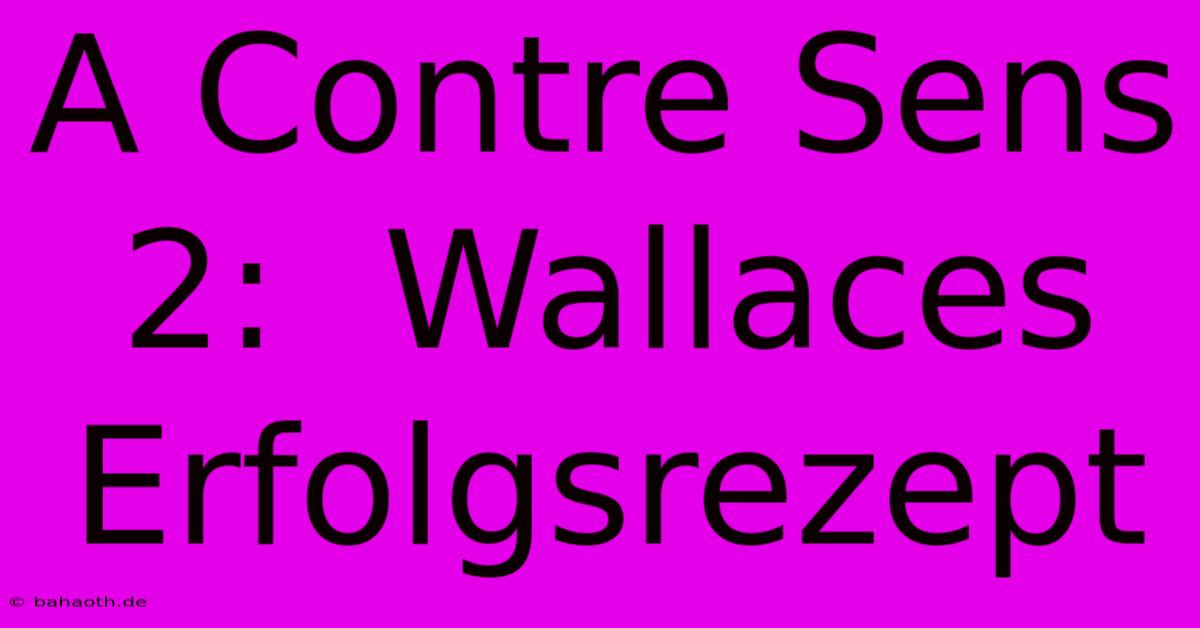 A Contre Sens 2:  Wallaces Erfolgsrezept