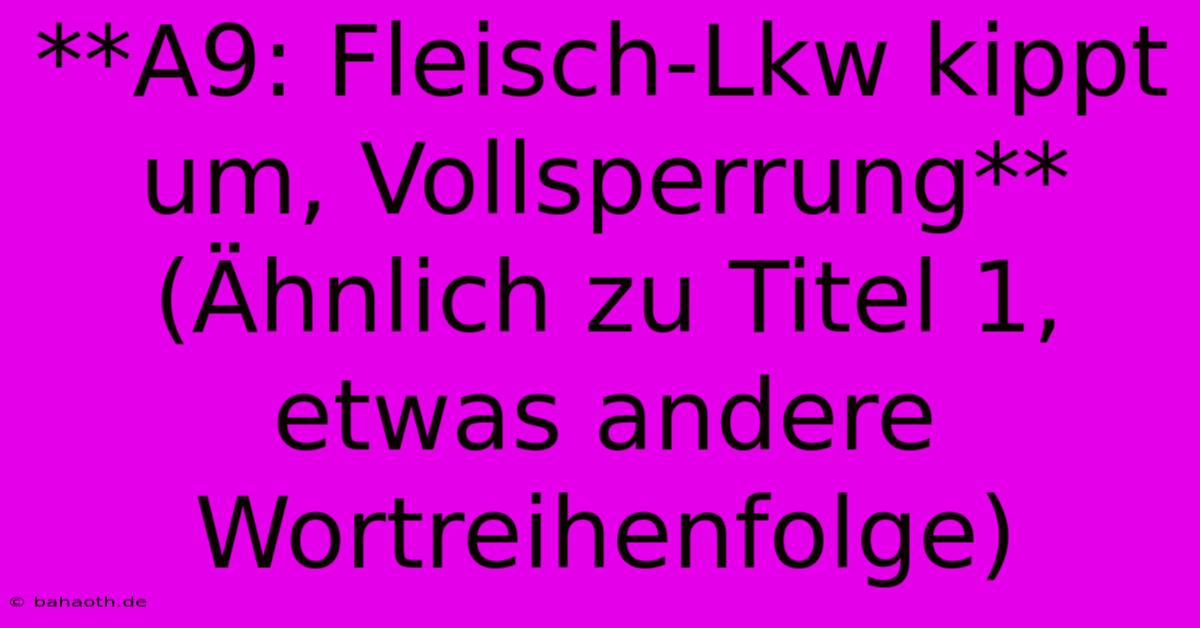 **A9: Fleisch-Lkw Kippt Um, Vollsperrung** (Ähnlich Zu Titel 1, Etwas Andere Wortreihenfolge)