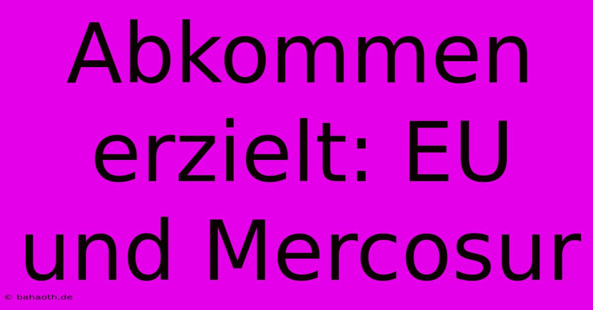 Abkommen Erzielt: EU Und Mercosur