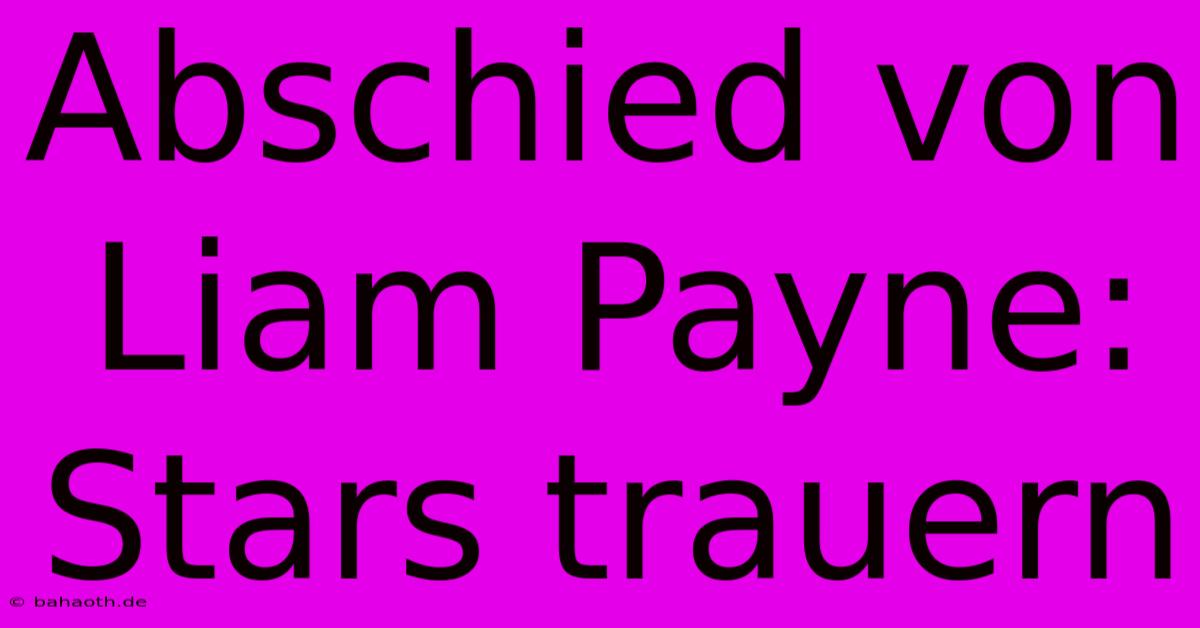 Abschied Von Liam Payne: Stars Trauern