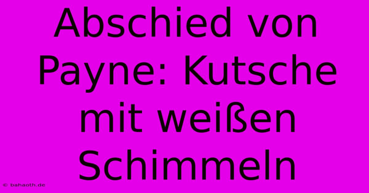 Abschied Von Payne: Kutsche Mit Weißen Schimmeln