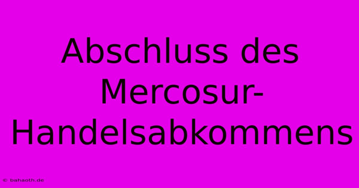 Abschluss Des Mercosur-Handelsabkommens