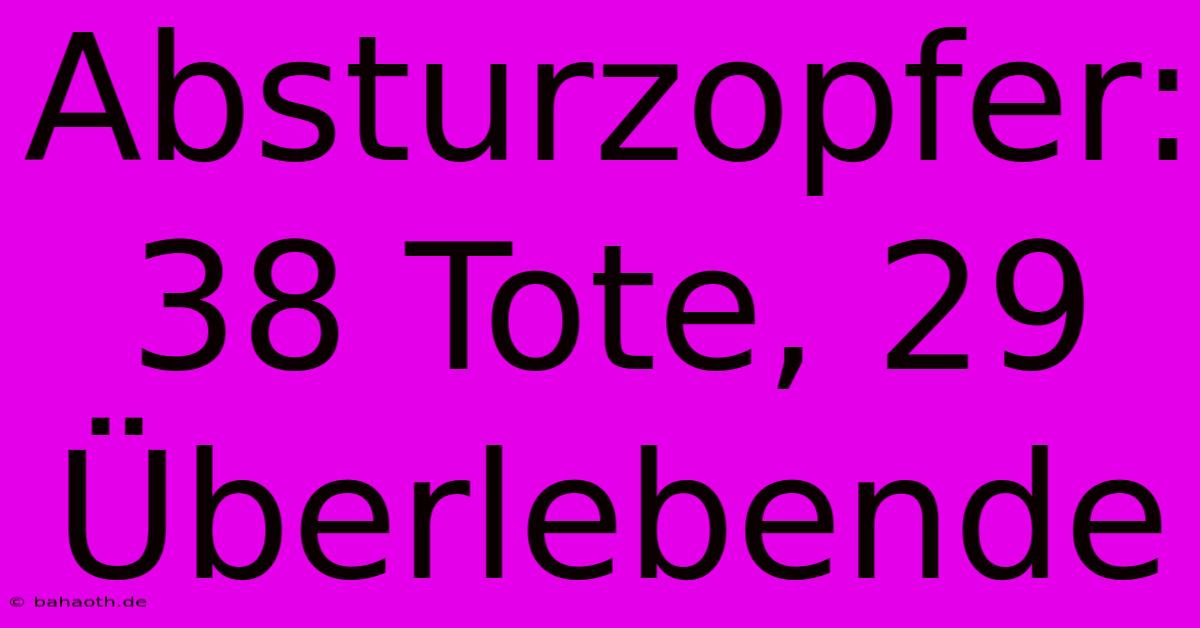 Absturzopfer: 38 Tote, 29 Überlebende