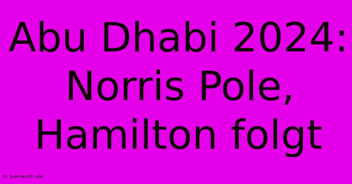 Abu Dhabi 2024: Norris Pole, Hamilton Folgt