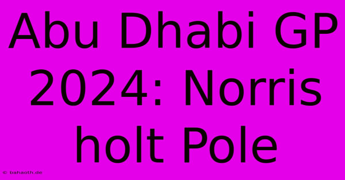 Abu Dhabi GP 2024: Norris Holt Pole