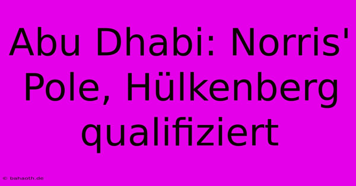 Abu Dhabi: Norris' Pole, Hülkenberg Qualifiziert