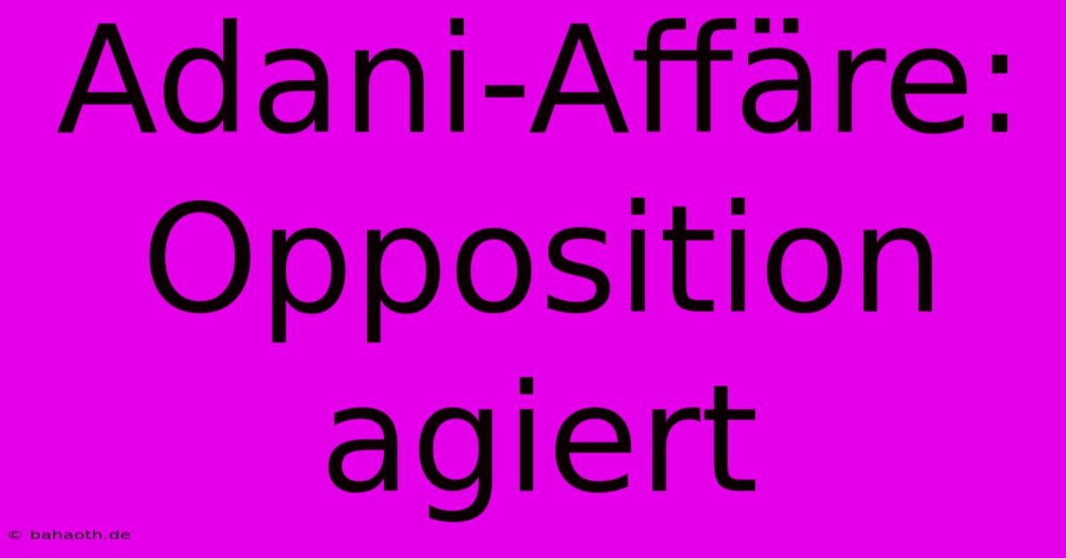 Adani-Affäre: Opposition Agiert