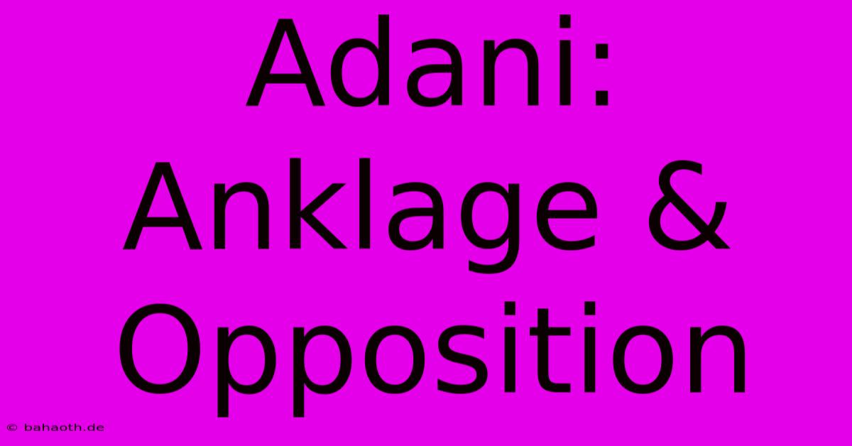 Adani: Anklage & Opposition