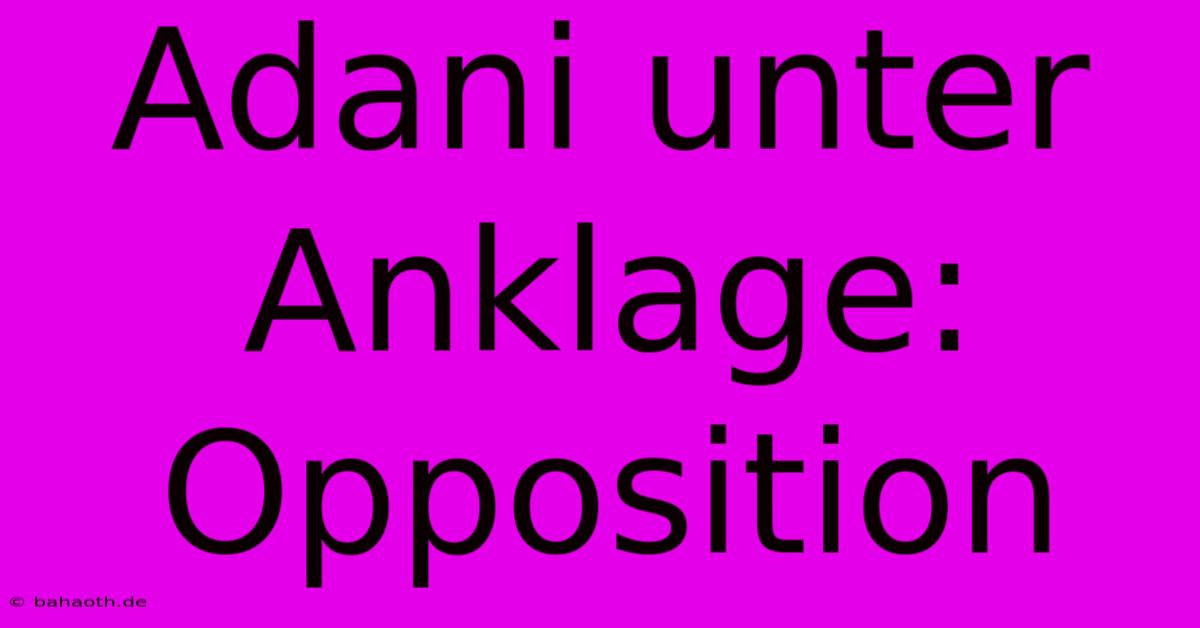 Adani Unter Anklage: Opposition