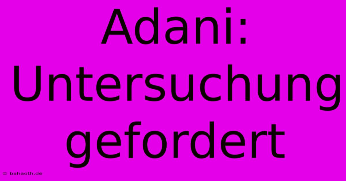 Adani: Untersuchung Gefordert