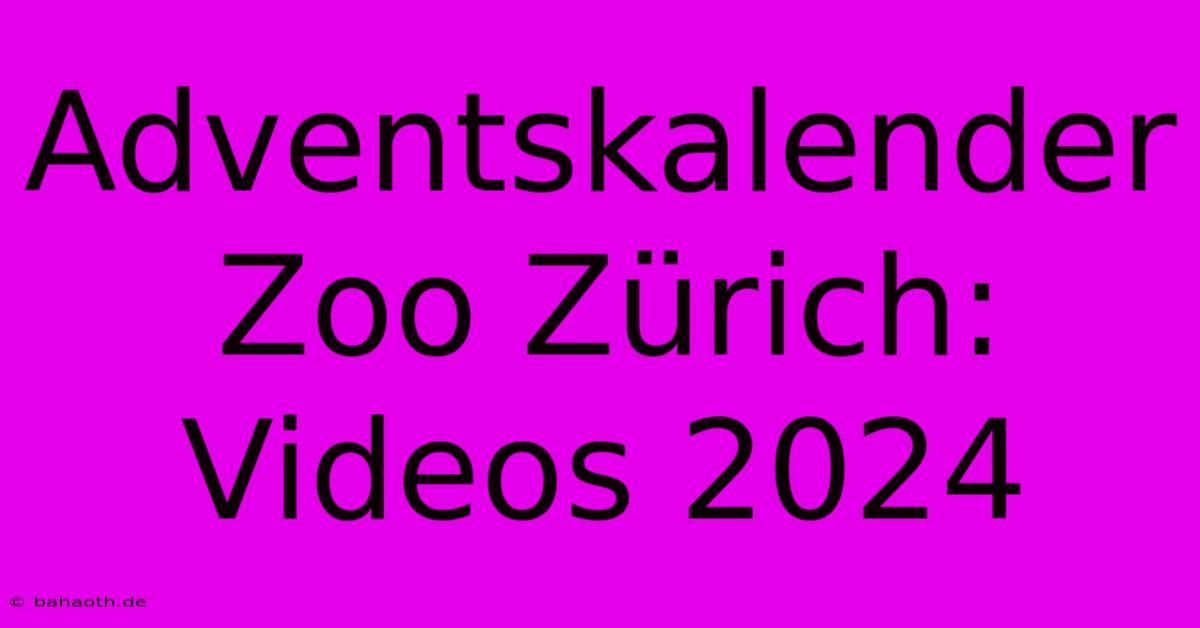 Adventskalender Zoo Zürich: Videos 2024