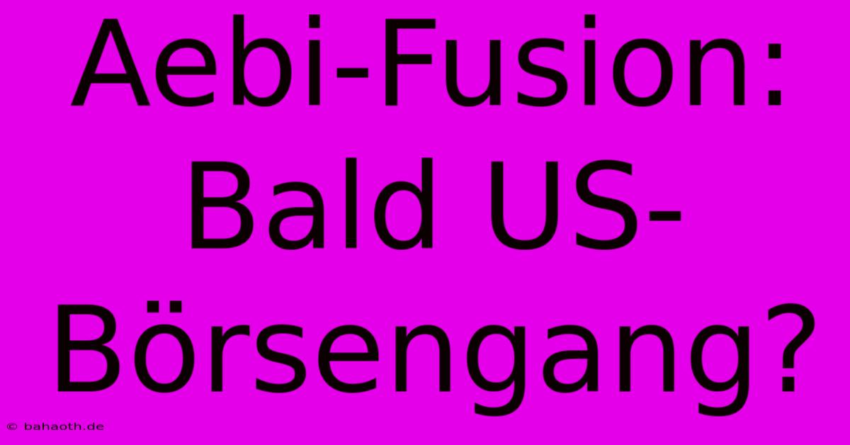 Aebi-Fusion: Bald US-Börsengang?