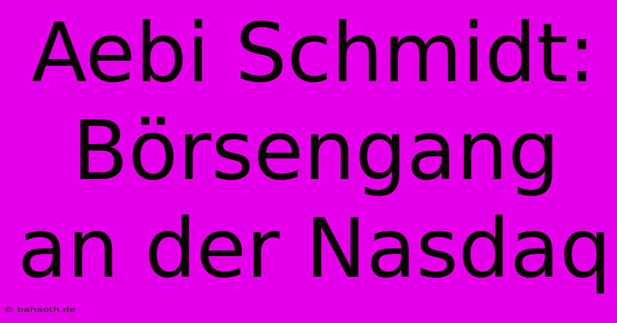 Aebi Schmidt: Börsengang An Der Nasdaq