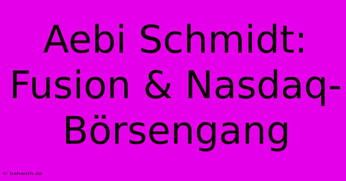 Aebi Schmidt: Fusion & Nasdaq-Börsengang