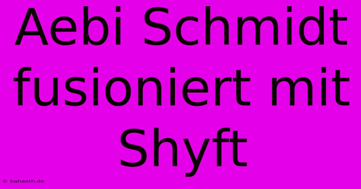 Aebi Schmidt Fusioniert Mit Shyft