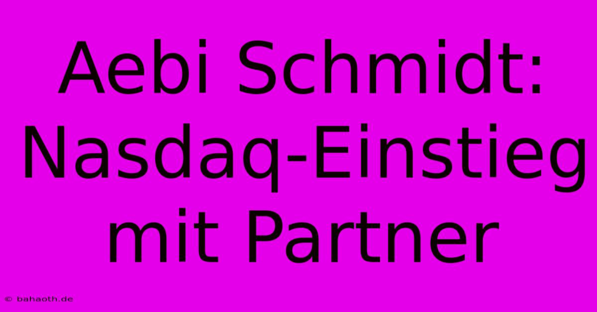 Aebi Schmidt: Nasdaq-Einstieg Mit Partner