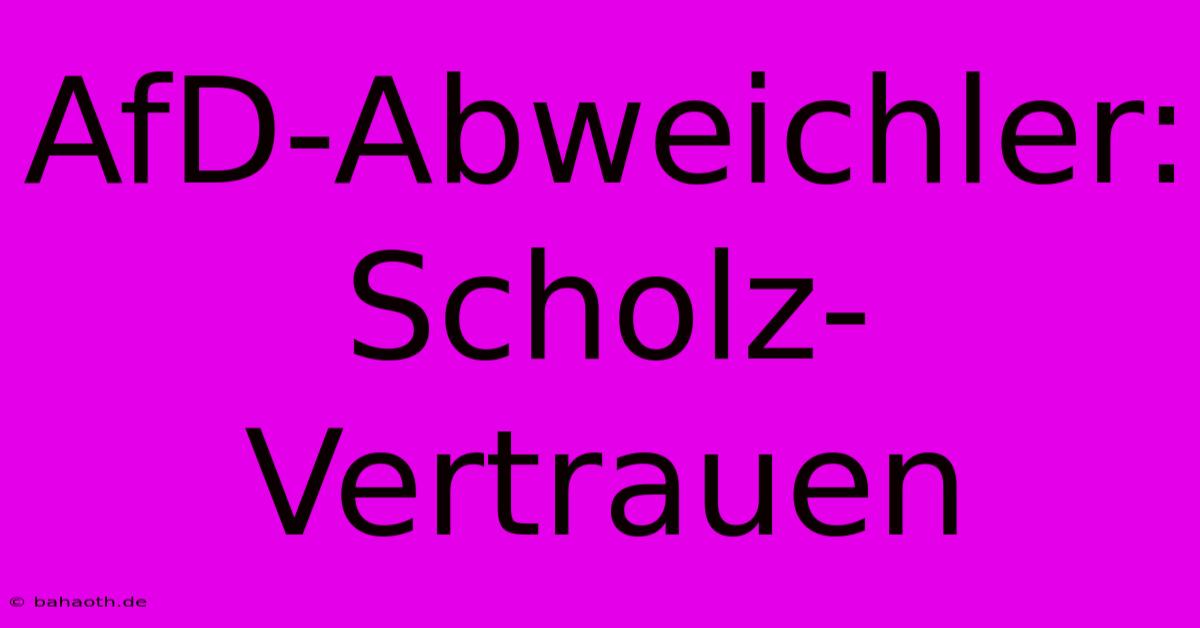 AfD-Abweichler: Scholz-Vertrauen