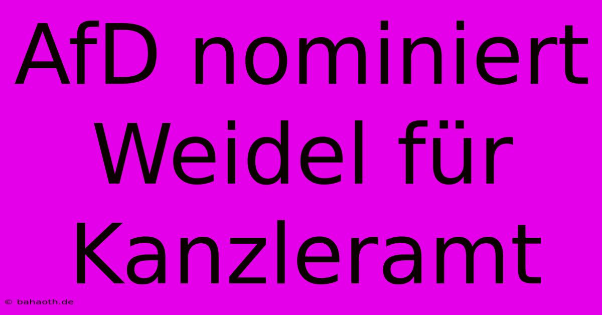 AfD Nominiert Weidel Für Kanzleramt