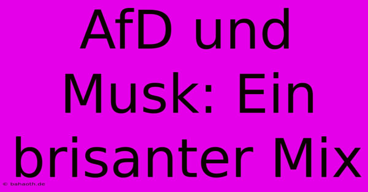 AfD Und Musk: Ein Brisanter Mix