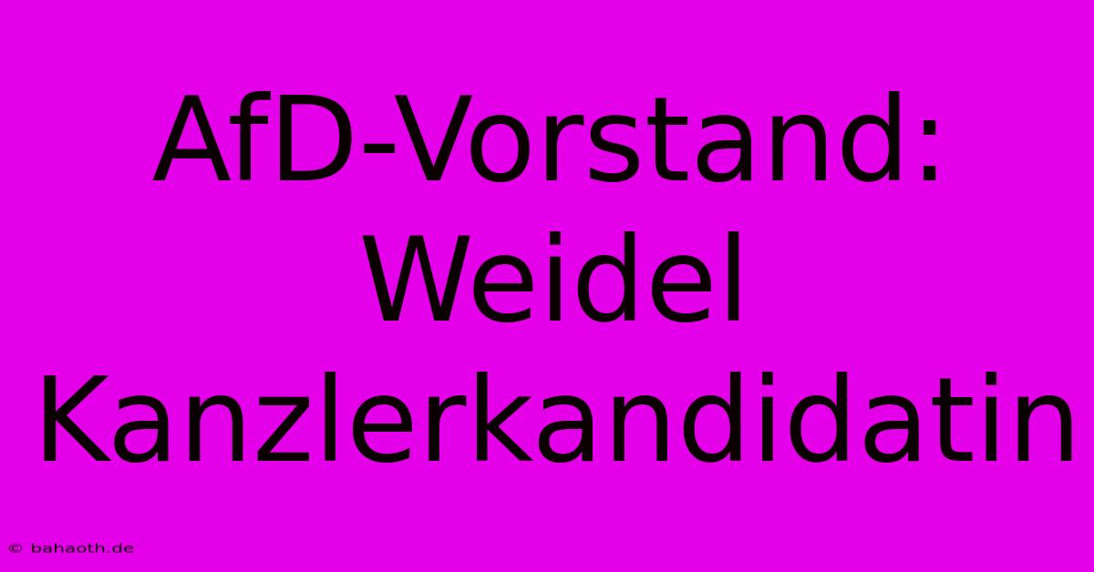 AfD-Vorstand: Weidel Kanzlerkandidatin