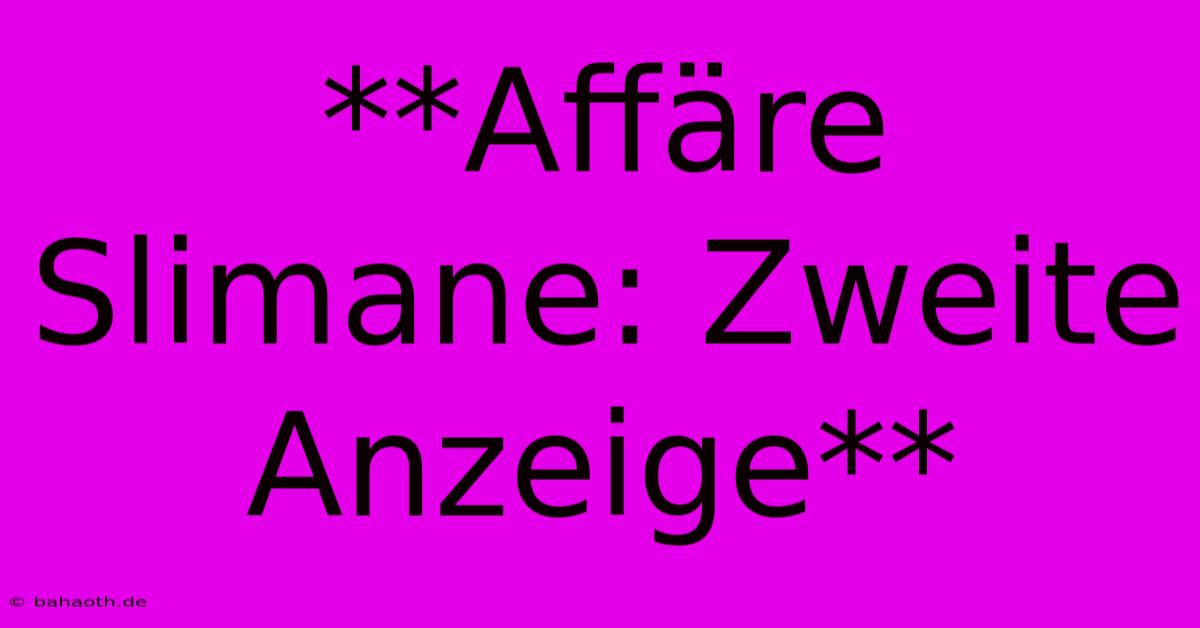 **Affäre Slimane: Zweite Anzeige**