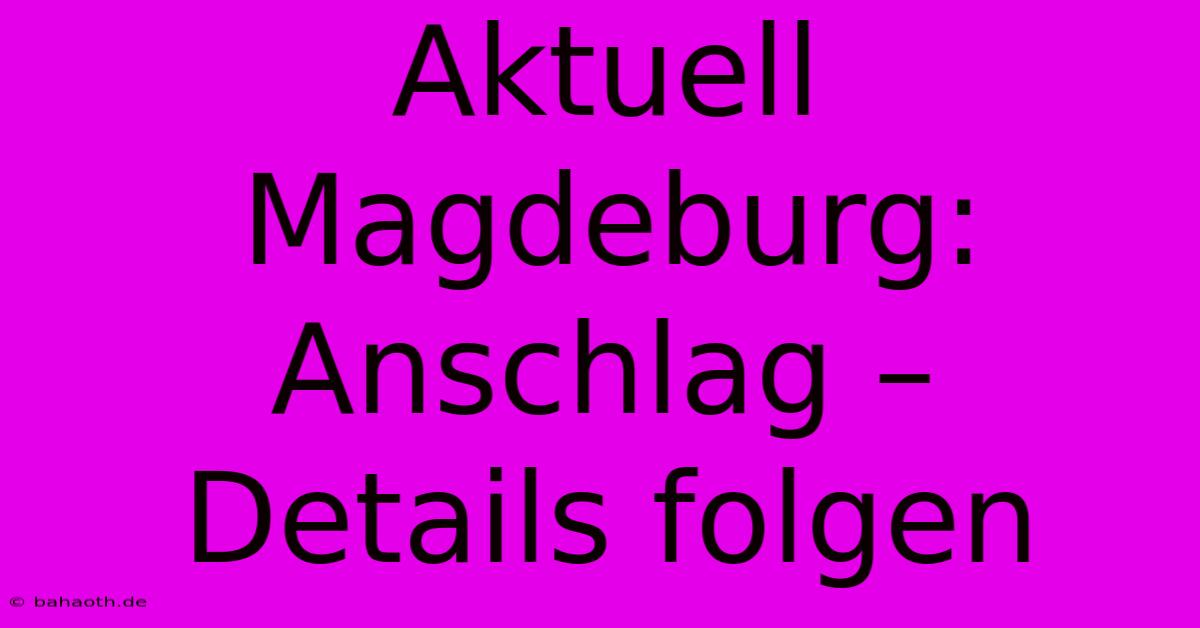 Aktuell Magdeburg: Anschlag –  Details Folgen